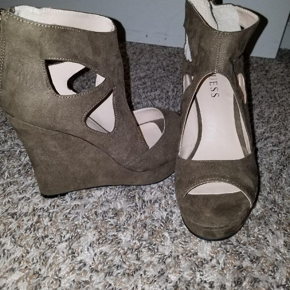 Army green Guess wedges